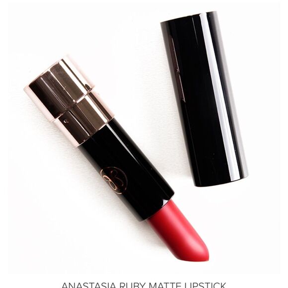 Anastasia Beverly Hills Matte Lipstick Ruby Red Full Size Discontinued Swatched - Picture 1 of 11